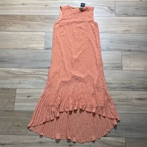 Club Monaco Womens Pleated High Low Dress Size 00 Peach‎ Lined Sleeveless